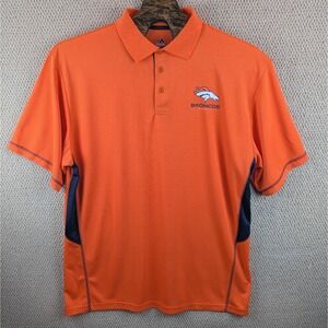 Majestic NFL Denver Broncos Birdseye Polo Men's XLT Orange Navy Short Sleeves